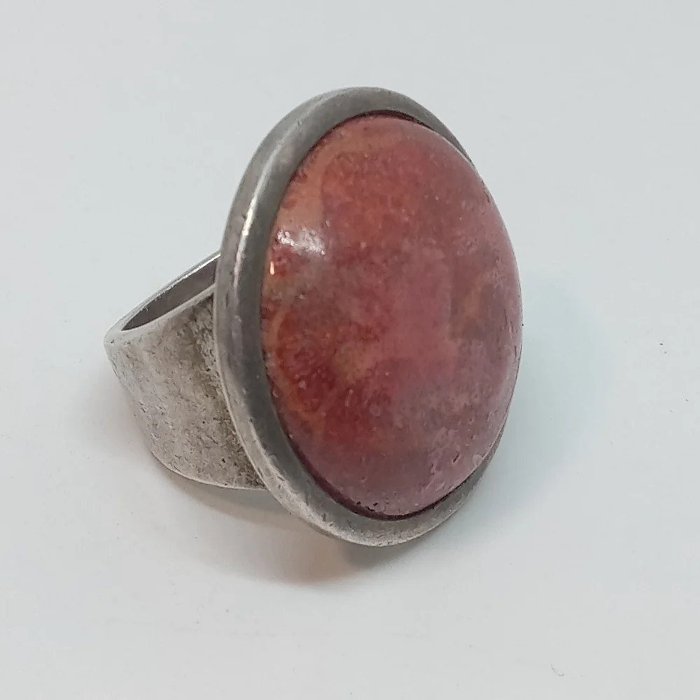 * vintage 925 red sponge coral ring size 6.5 signed